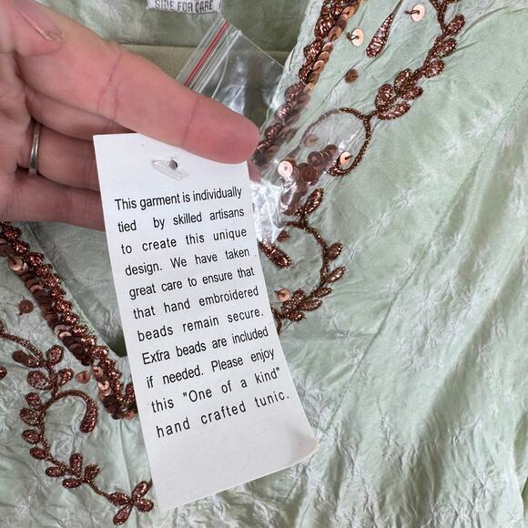 Soft Surroundings NWT 100% Silk Ombre Shimmer Embroidered Sequin Tunic Size PXL - Picture 7 of 9